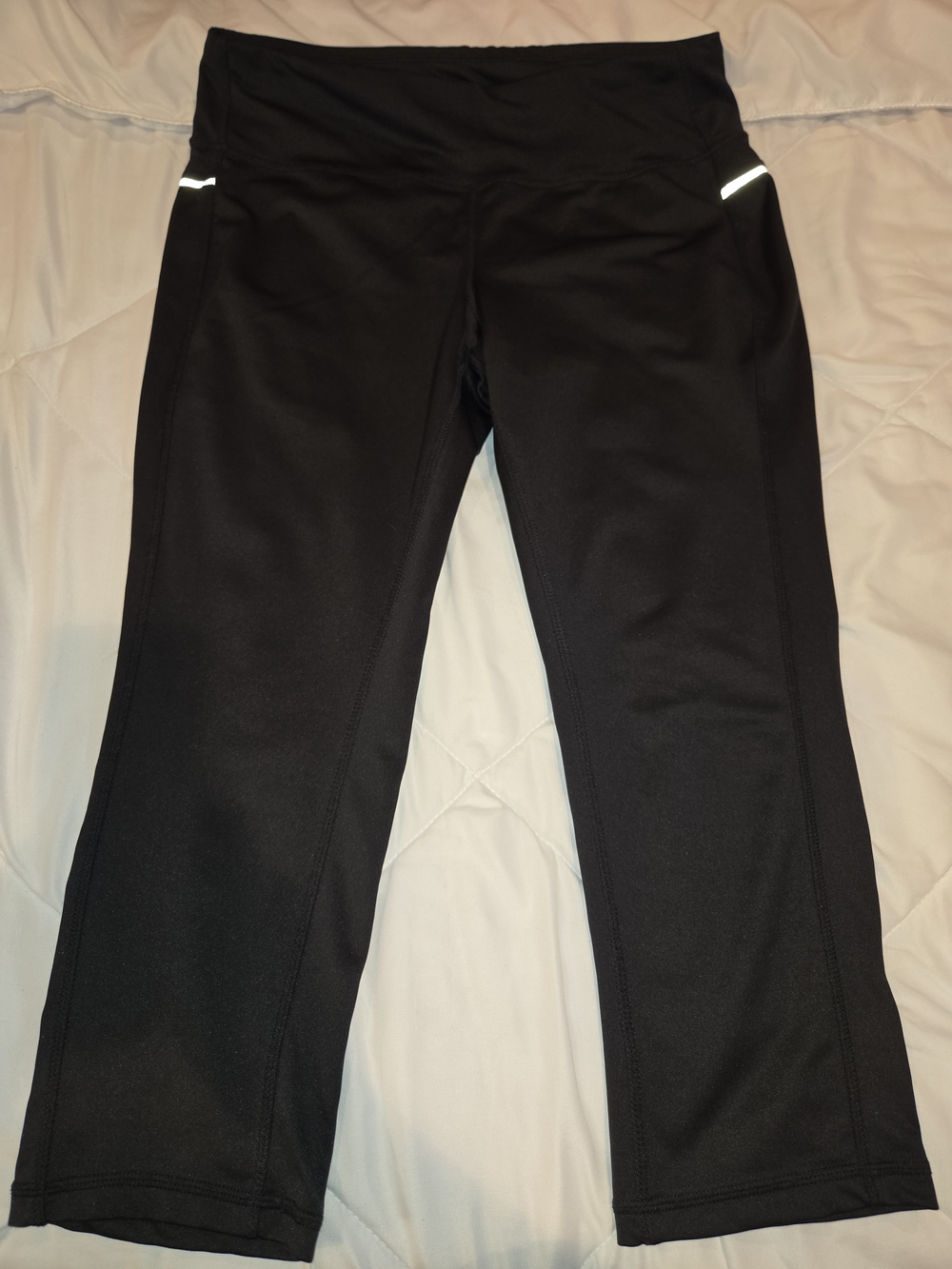 Womens Jockey Black Capri Active Pants with Reflective Accents